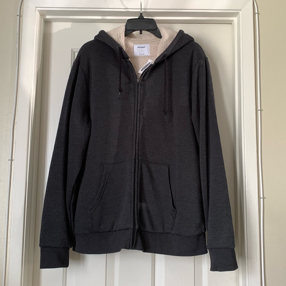 Old Navy Sherpa Hoodie For Men’s Size L NWT 😎❄️
